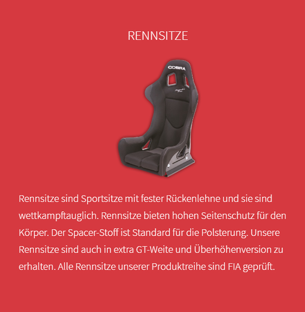 Rennsitze-Anbieter 